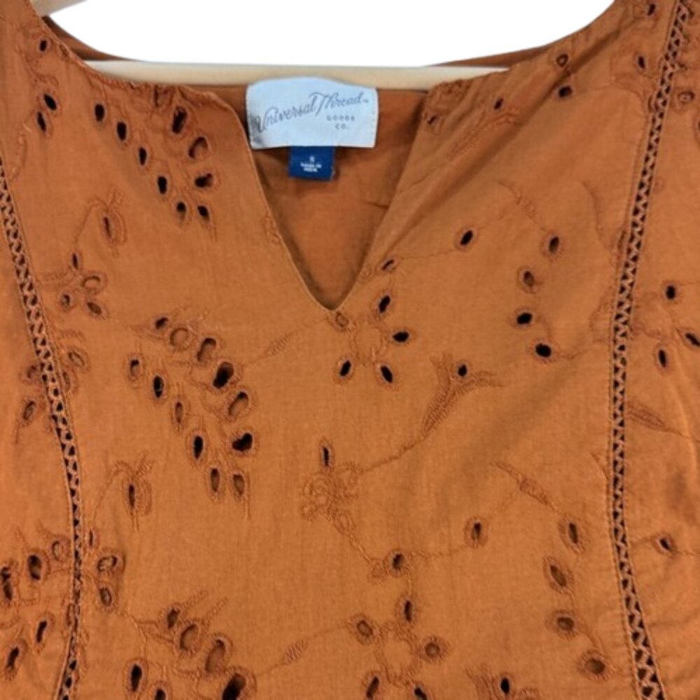 Universal Thread Women’s Size S Orange Boho Dress – Lined, 100% Cotton - Picture 3 of 8